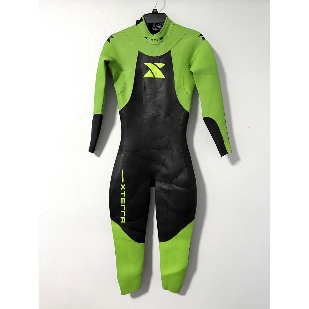 Xterra Womens Small Full Body Tri Triathlon Wetsuit Neon Green Black Long Sleeve